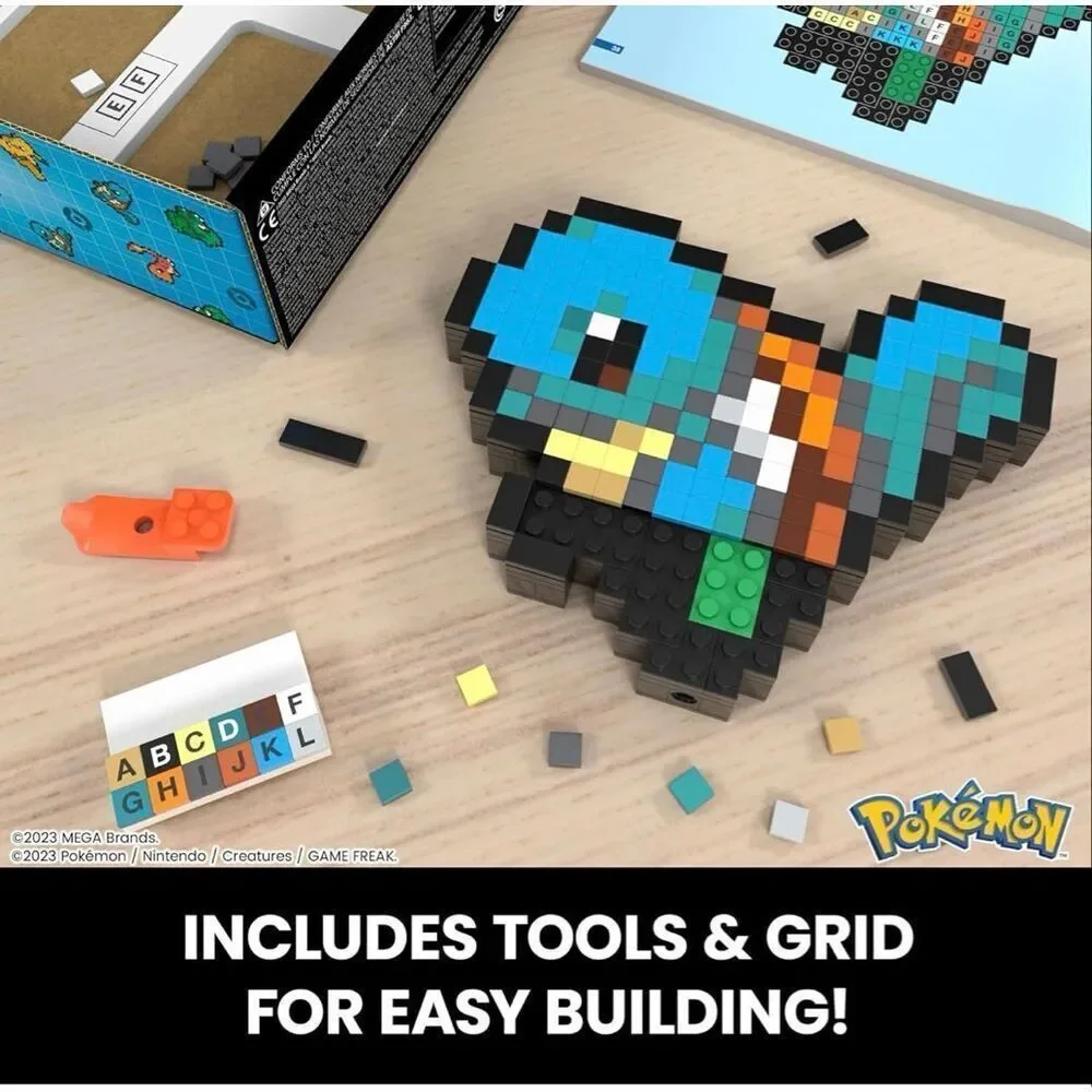 Mega Bloks Pokemon Pixel Art Squirtle 367 Piece Building Block Set HTH77 NEW‎
